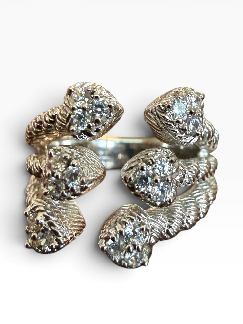 Judith Ripka 925 Sterling Silver CZ Open Wrap Heart Ring – CZ Thailand